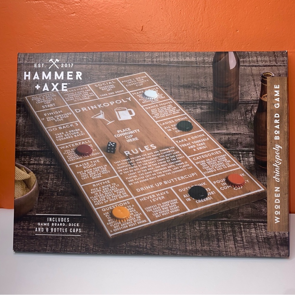 Hammer & Axe Wooden Drinkopoly Board Game